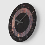 Rich Dark Wood | Bauernhof Rustikaler Stil Große Wanduhr (Winkel)