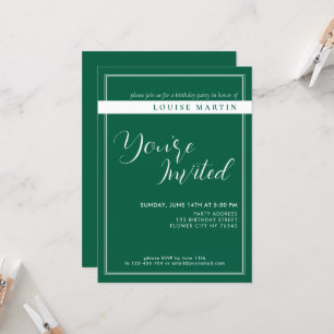 Rich Deep Green Custom Geburtstagseinladung Einladung