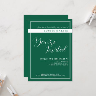 Rich Deep Green Custom Geburtstagseinladung Einladung