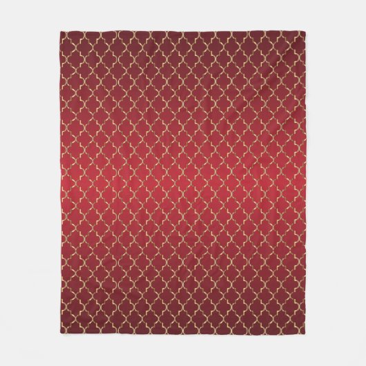 Rich Deep Red and Gold Quatrefoil Pattern Fleecedecke (Vorderseite)