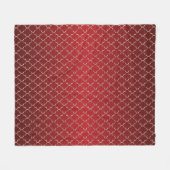 Rich Deep Red and Gold Quatrefoil Pattern Fleecedecke (Vorderseite (Horizontal))