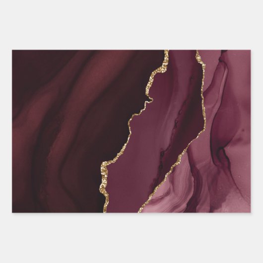 Rich Elegant Agate Gold Glitzer Geschenkpapier Set (Vorderseite 3)