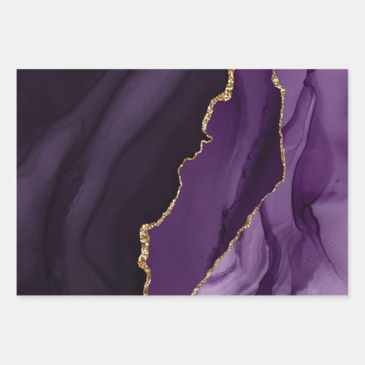 Rich Elegant Agate Gold Glitzer Geschenkpapier Set (Vorderseite)