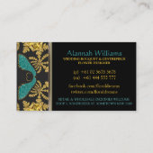 Rich Elegante Royal Eastern Aquamarin Black Barock Visitenkarte (Rückseite)