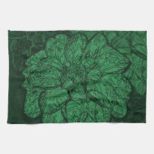 Rich Emerald Green Floral Pattern Geschirrtuch (Horizontal)
