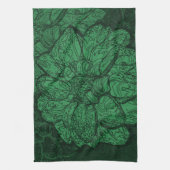 Rich Emerald Green Floral Pattern Geschirrtuch (Vertikal)