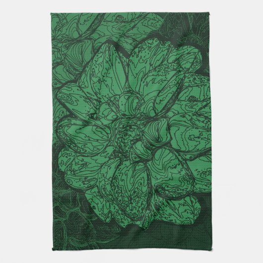 Rich Emerald Green Floral Pattern Geschirrtuch (Vertikal)