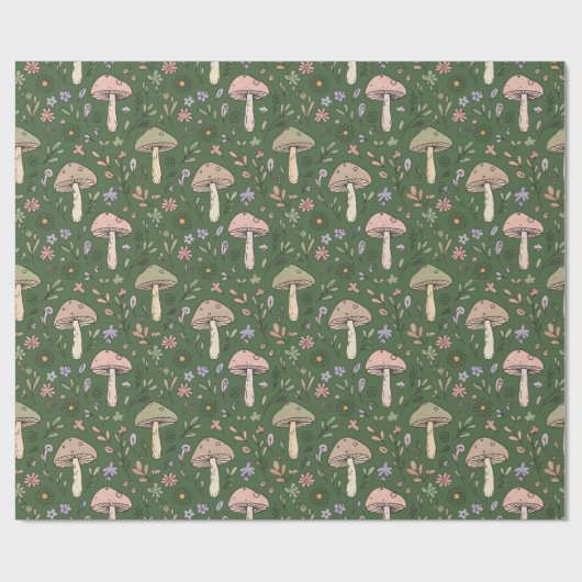 Rich Emerald Green Fungi Seamless Pattern Geschenkpapier (Flach)