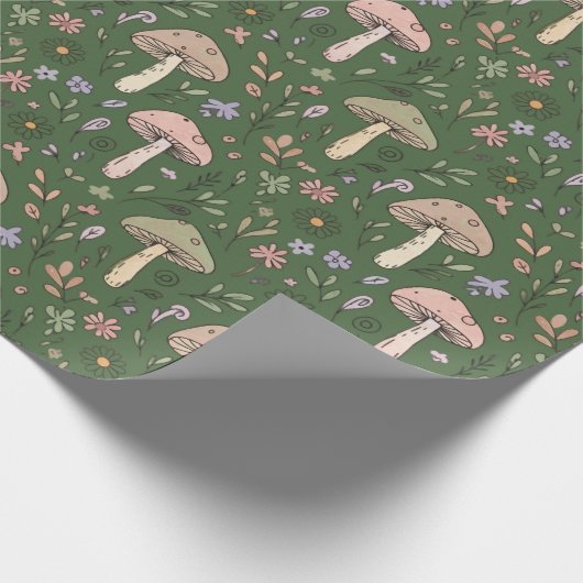 Rich Emerald Green Fungi Seamless Pattern Geschenkpapier (Ecke)