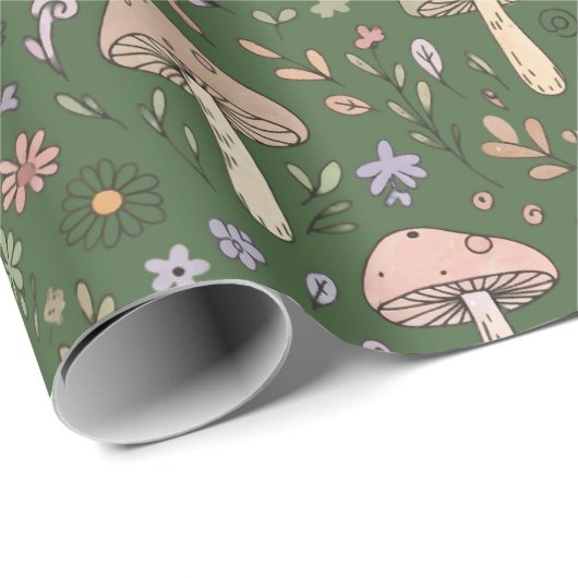 Rich Emerald Green Fungi Seamless Pattern Geschenkpapier (Rolleneckpunkt)