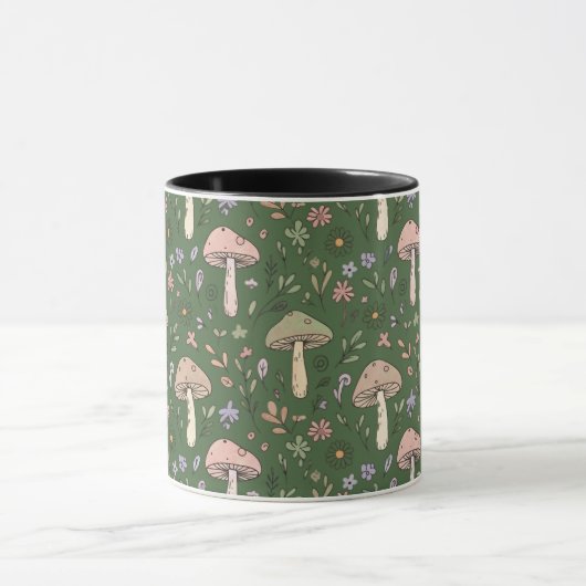 Rich Emerald Green Fungi Seamless Pattern Luxury Tasse (Zentrum)