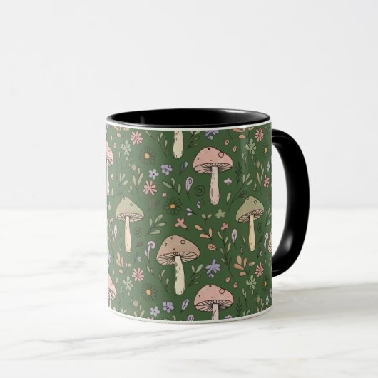 Rich Emerald Green Fungi Seamless Pattern Luxury Tasse (VorderseiteRechts)