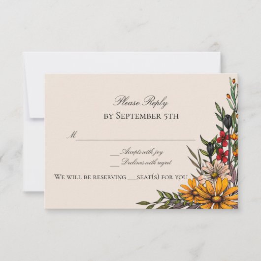 Rich Fall Florals Antwort/RSVP-Karte Einladung (Vorderseite)