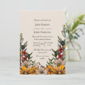 Rich Fall Florals Einladung zur Hochzeit (Stehend Vorderseite)