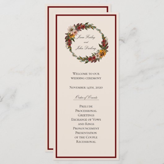 Rich Fall Florals Hochzeitsprogramm (Vorne/Hinten)