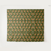 Rich Floral Pattern: Peach Flowers and Green Leave Wandteppich (Vorderseite (Horizontal))