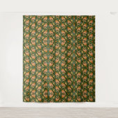 Rich Floral Pattern: Peach Flowers and Green Leave Wandteppich (Vorderseite)
