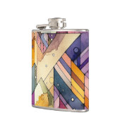 Rich geometric mosaic gesteinigtes Glas Wasserfarb Flachmann (Links)