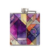 Rich geometric mosaic gesteinigtes Glas Wasserfarb Flachmann (Rückseite)