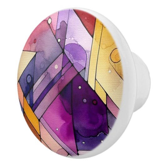 Rich geometric mosaic gesteinigtes Glas Wasserfarb Keramikknauf (Rechts)