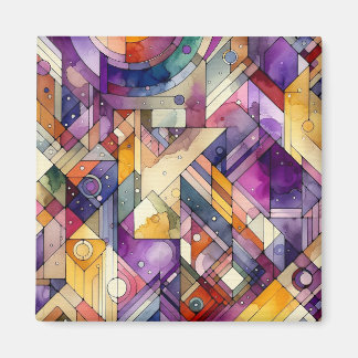 Rich geometric mosaic gesteinigtes Glas Wasserfarb Magnet