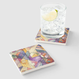 Rich geometric mosaic gesteinigtes Glas Wasserfarb Steinuntersetzer