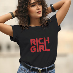 RICH GIRL Bold Red Typografy Tri-Blend Shirt