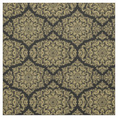 Rich Gold auf Black Damask Fabric Stoff (Muster)