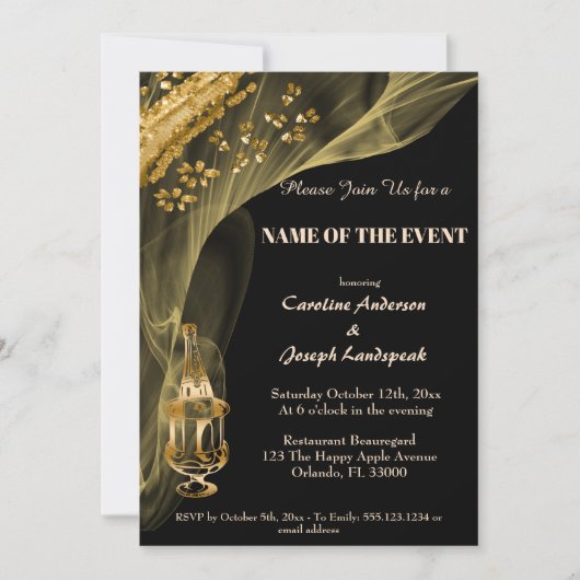 Rich Gold Nuggets mit Champagner in Ice-Bucket Inv Einladung (Vorderseite)