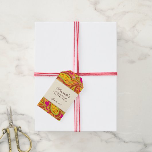 Rich Gold Paisley Pattern Party Geschenk-Tag Geschenkanhänger (Mit Garn)