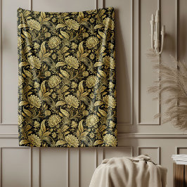 Rich Gold und Black Damask Decoration Blanket Fleecedecke