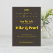 Rich Golden in Black Wedding Theme Save The Date (Stehend Vorderseite)