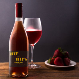 Rich Golden in Black Wedding Theme Schaumweinetikett