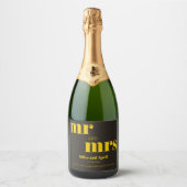 Rich Golden in Black Wedding Theme Schaumweinetikett (Vorderseite)