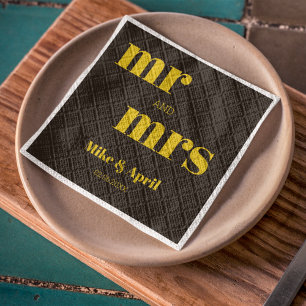 Rich Golden in Black Wedding Theme Serviette