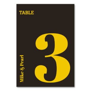 Rich Golden in Black Wedding Theme Tischnummer