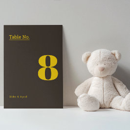 Rich Golden in Black Wedding Theme Tischnummer