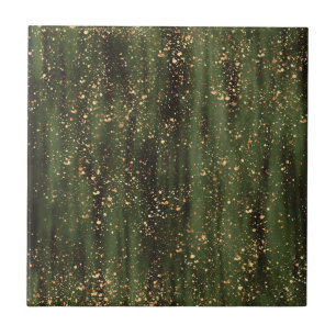 Rich Green and Gold Abstrakt Sparkle Muster Fliese