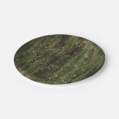 Rich Green and Gold Abstrakt Sparkle Muster Pappteller (Schrägansicht)