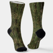 Rich Green and Gold Abstrakt Sparkle Muster Socken (Gewinkelt)