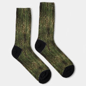 Rich Green and Gold Abstrakt Sparkle Muster Socken (Rechts)