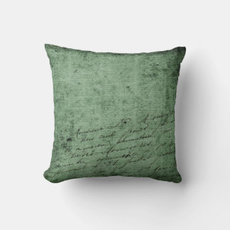 Rich Green Background Antique Style Script Kissen