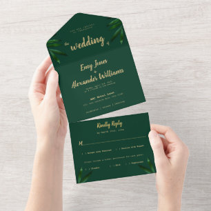 Rich Green Golden Theme All In One Einladung