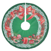 Rich Green Ombre mit Spitzen Weihnachtsfeier Polyester Weihnachtsbaumdecke (Vorderseite)