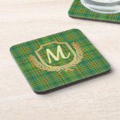 Rich Green Tartan (Kariert) Custom Getränkeuntersetzer (Linke Seite)