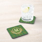 Rich Green Tartan (Kariert) Custom Getränkeuntersetzer (Rechte Seite)