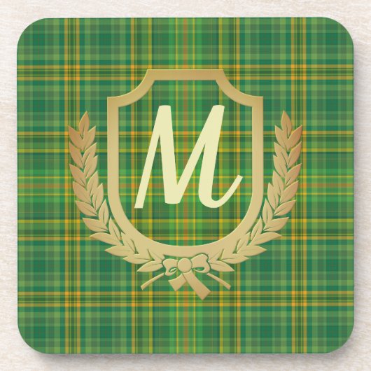 Rich Green Tartan (Kariert) Custom Getränkeuntersetzer (Vorderseite)