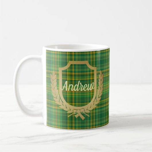 Rich Green Tartan (Kariert) Custom Kaffeetasse (Links)