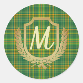 Rich Green Tartan (Kariert) Custom Runder Aufkleber