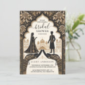 Rich Hindi Henna Mehndi Indian Style Brautparty Einladung (Stehend Vorderseite)